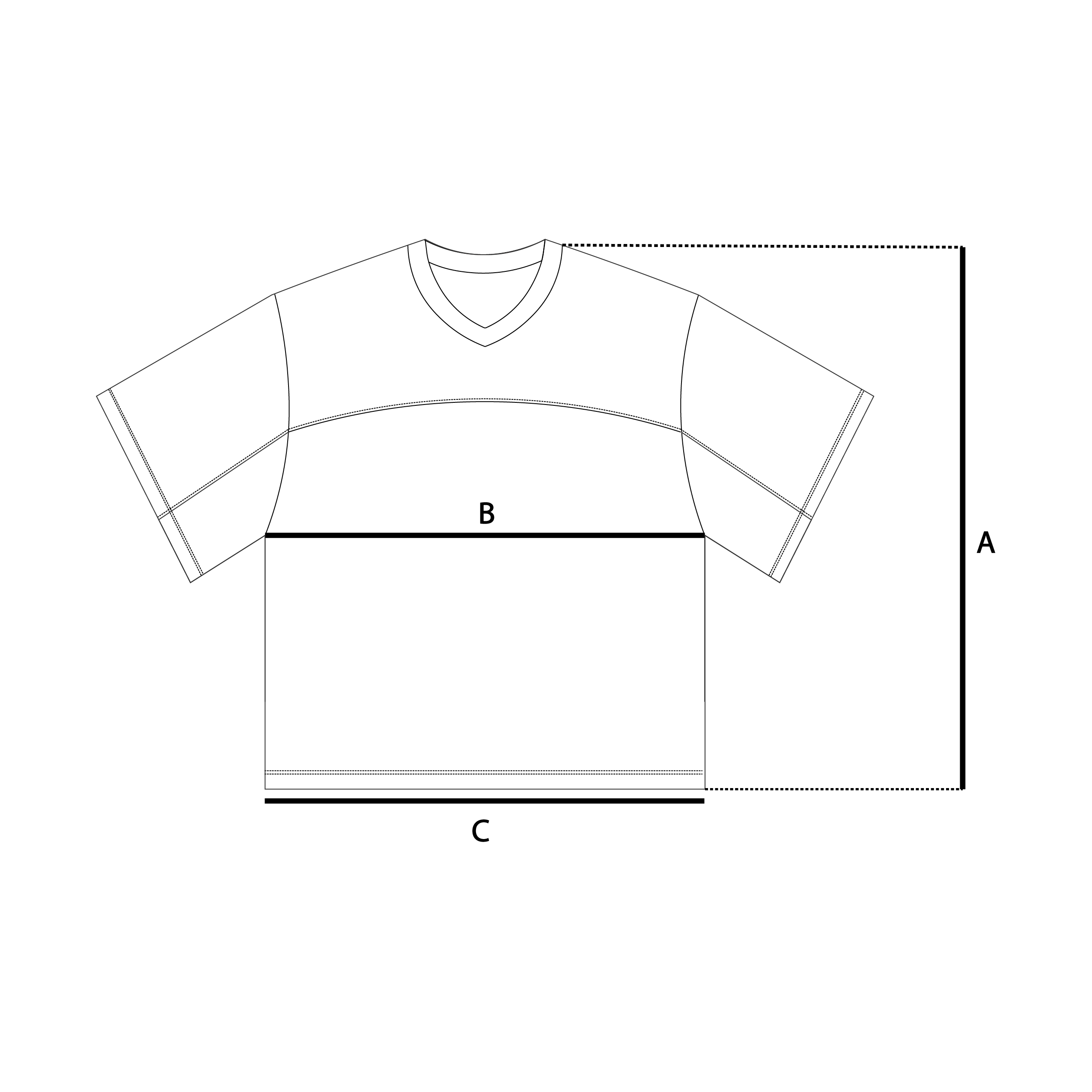 Size guide measurements diagram for football jersey