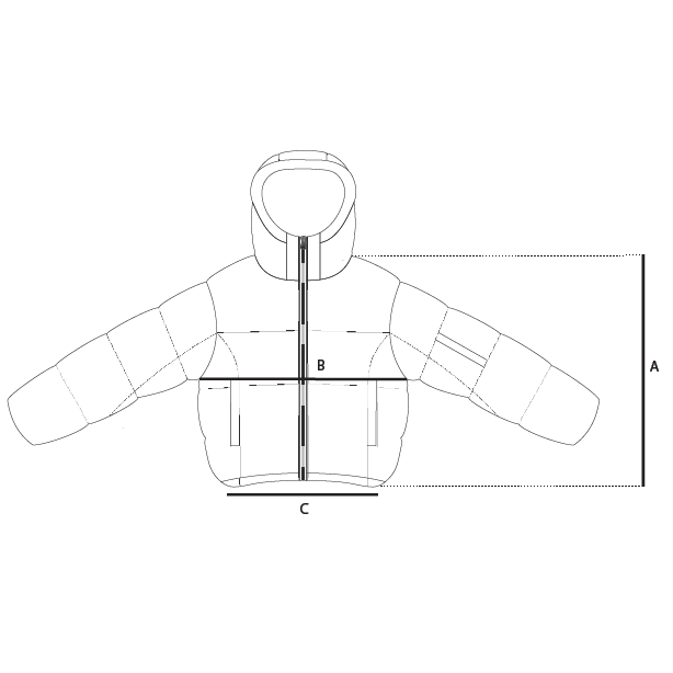 Size guide measurements diagram for Puffer